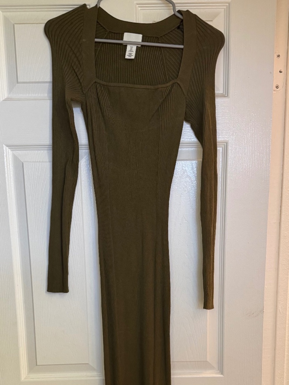 H&M square neckline Olive Green Maxi Dress